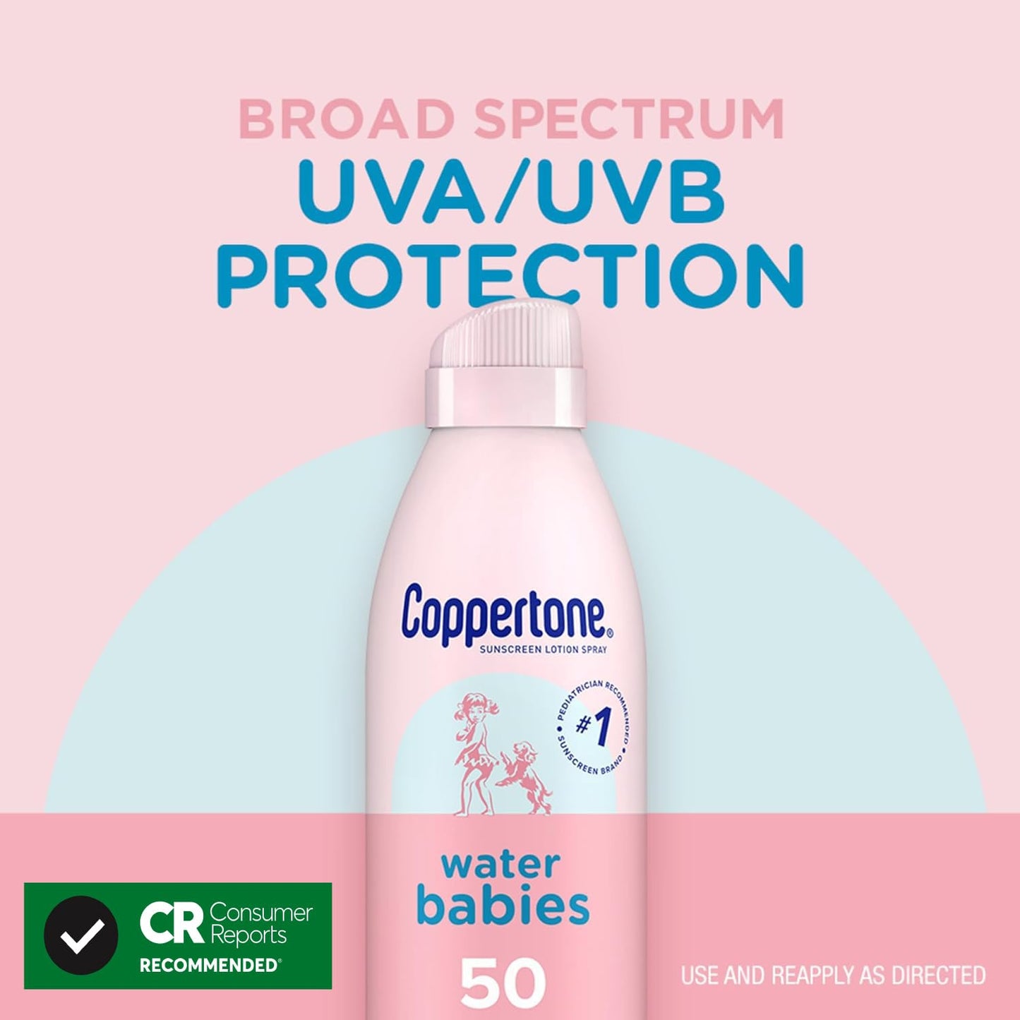 Waterbabies Sunscreen Spray SPF 50, Spray on Sunscreen for Babies, Water Resistant, Pediatrician Recommended, 6 Oz, Pack of 2